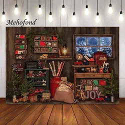 Mehofond Photography Background Christmas Santa Claus Xmas Window Kids Family Portrait Holiday Party Decor Backdrop Photo Studio