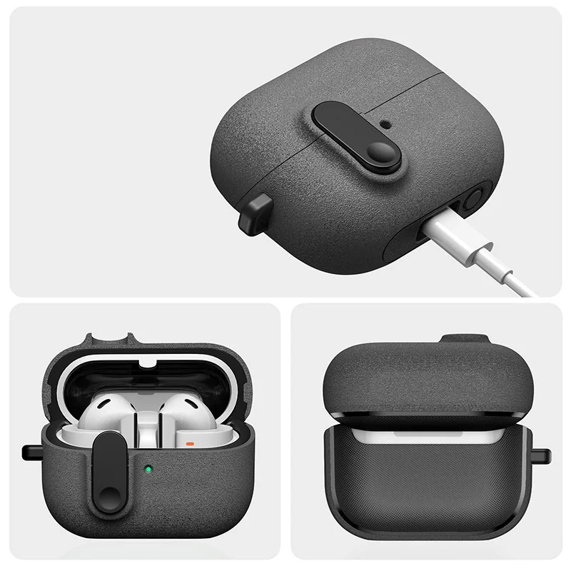 (Sandstein) Hülle für Samsung Galaxy Buds 3 FE mit sicherem Verschluss, stoßfest, für Samsung Galaxy Buds 3/3 Pro Kopfhörer-Zubehör – Detail 4