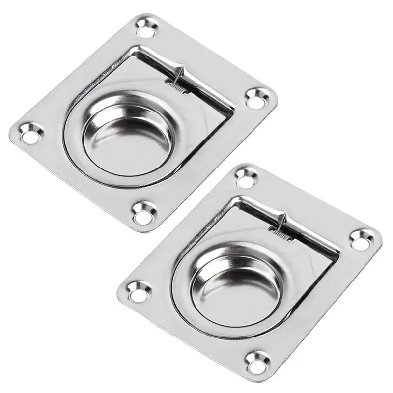 

Y42A-Stainless Steel Locking Pull Ring Handles(2 Pieces), 2.5 Inch For Marine Boat, Yacht, Flush Lift