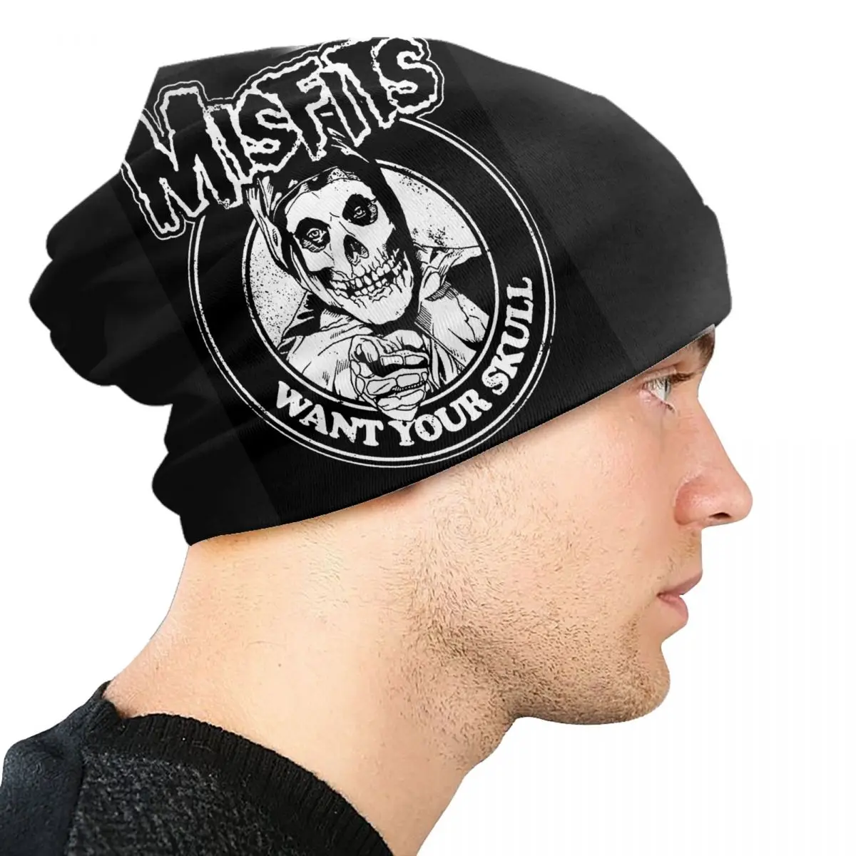 Customized Misfits Horror Punk Rock Band Bonnet Hats Cool Knitted Hat For Women Men Winter Warm Skullies Beanies Caps