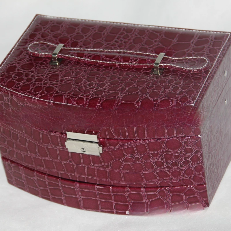 

Jewelry Box, Crocodile Pattern Automatic Pulling Leather Jewelry Box, Multi functional Jewelry Box