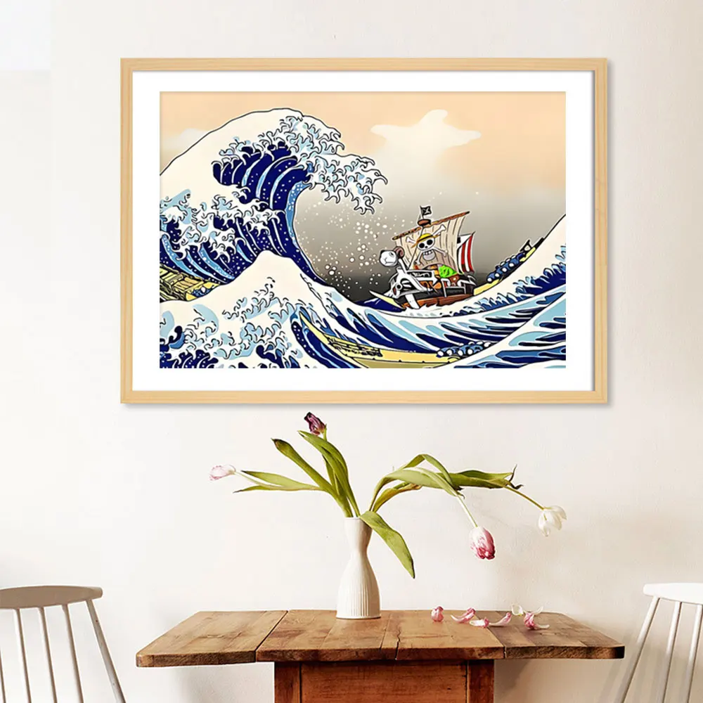 Póster periférico de Dragon Ball Z y One Piece, lienzo de paisaje, pintura artística, Mural decorativo para sala de estar, regalos de decoración