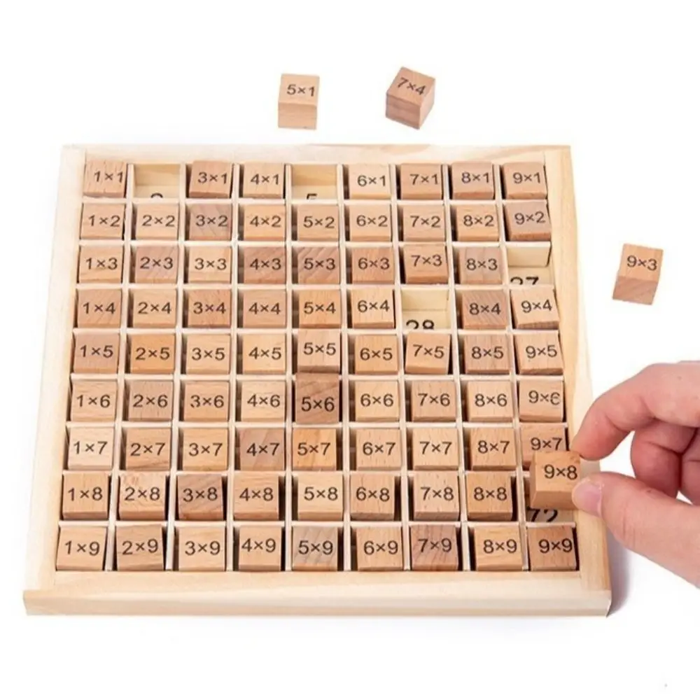 Bloques de conteo, tablero de tabla de multiplicar, ayuda interactiva de madera para enseñanza de aritmética, potenciador del cerebro, colorido