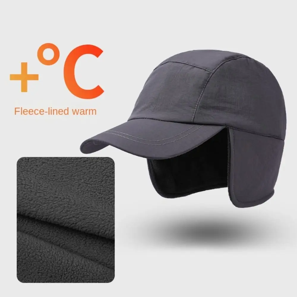 

Casual Warm Winter Baseball Cap Polar Fleece Ear Protection Earmuffs Hat for Men 56-60cm Thick Hiking Bonnets For Autumn Winter