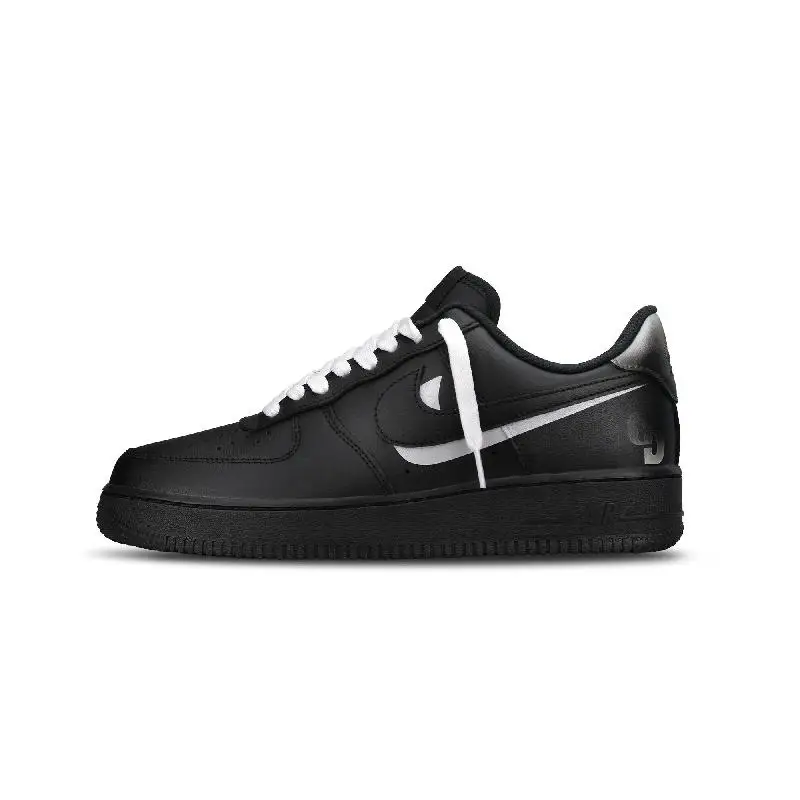 【Customize】Nike Air Force 1 Skateboarding Shoes Unisex Low-top Black/silver Sneakers shoes CW2288-001