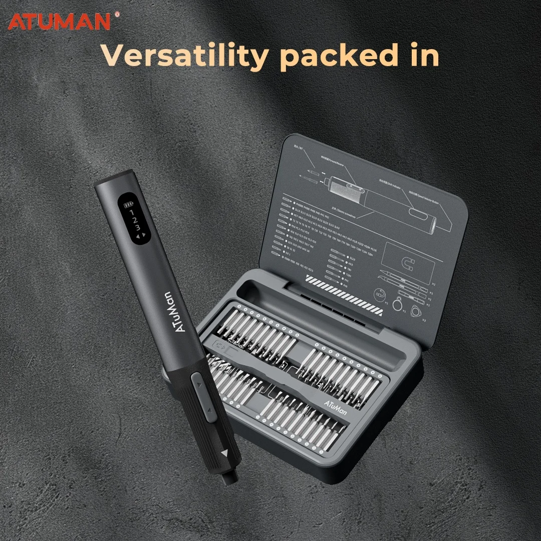 

Набор электрических отверток Atuman E3, 95 в 1, 230 об/мин, компактный дизайн с высоким крутящим моментом, точные биты для электроники и поделок