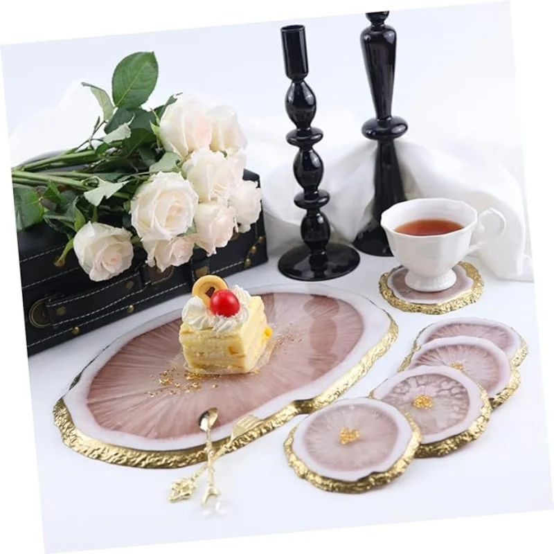 Molde de resina epoxi de cristal para manualidades, bandeja Irregular, posavasos, molde de silicona para espejo
