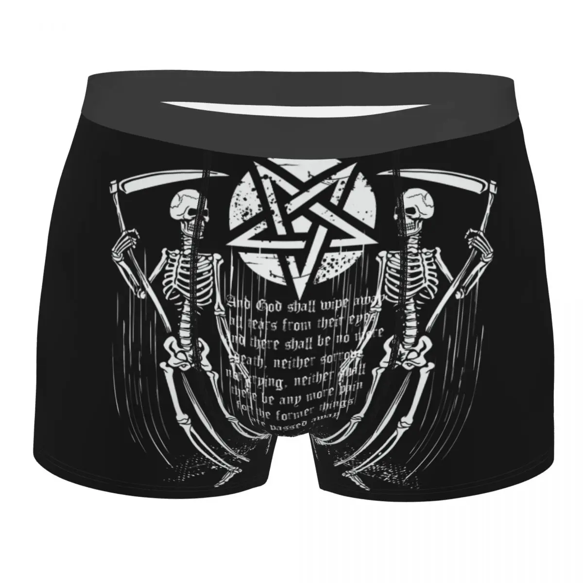 Mens Boxer Sexy Underwear Soft Long boxershorts Pentagram Gothic Underpants Male Panties