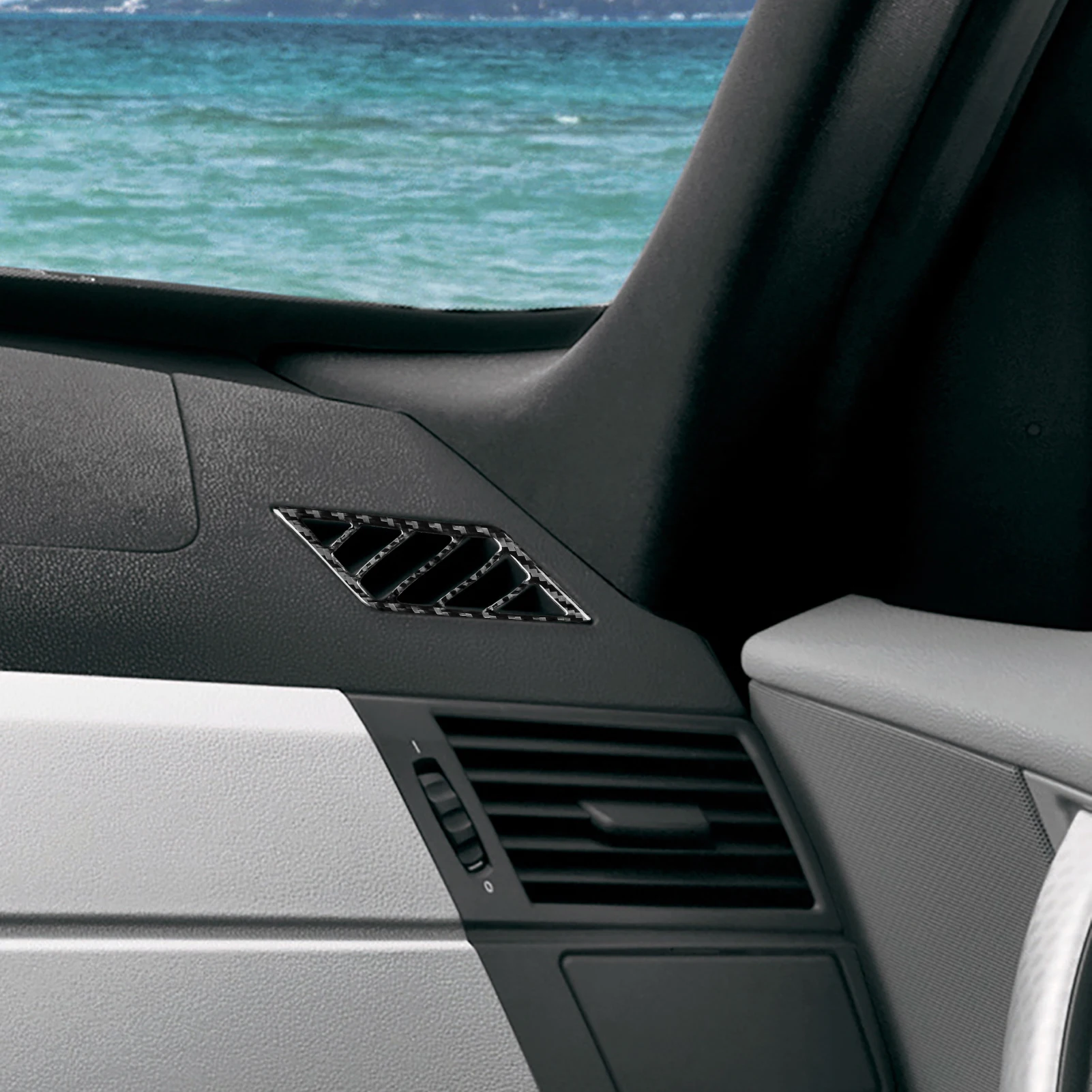 Accesorios de fibra de carbono Real para coche, cubierta embellecedora de ventilación de aire desempañante, pegatina suave para BMW X3 E83 2004 2005 2006 2007 2008 2009 2010