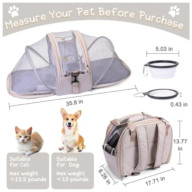 

2-in-1 Multifunctional Cat Backpack With Double Expandable Backpack Foldable and Breathable Pet Puppy Transport Transport Box