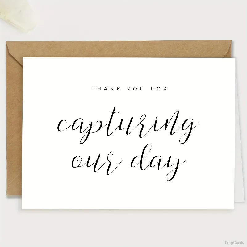 Elegant Wedding Thank You Cards - "Capture Our Days" Photographer Thank You, Perfect for Any Recipient, English Text, Event Thank You Cards | Chic Wedding Accessories | High Quality Paper, Wedding Cards