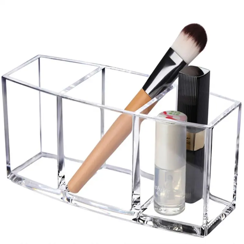 Clear Acrylic 3 Grid Makeup Box Organizer Storage Lipstick Nail Polish Display Stand Holder Cosmetic Jewelry Case Tools Box