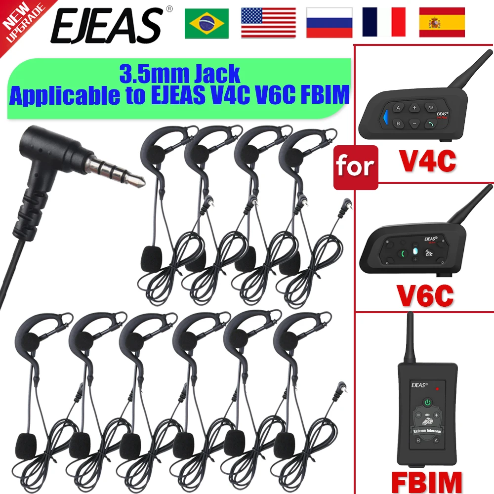 

3.5MM Interface Football Referee Intercom Headset for Vnetphone EJEAS V4/V6C PLUS/PRO FBIM Full Duplex Walkie Talkie Accessories