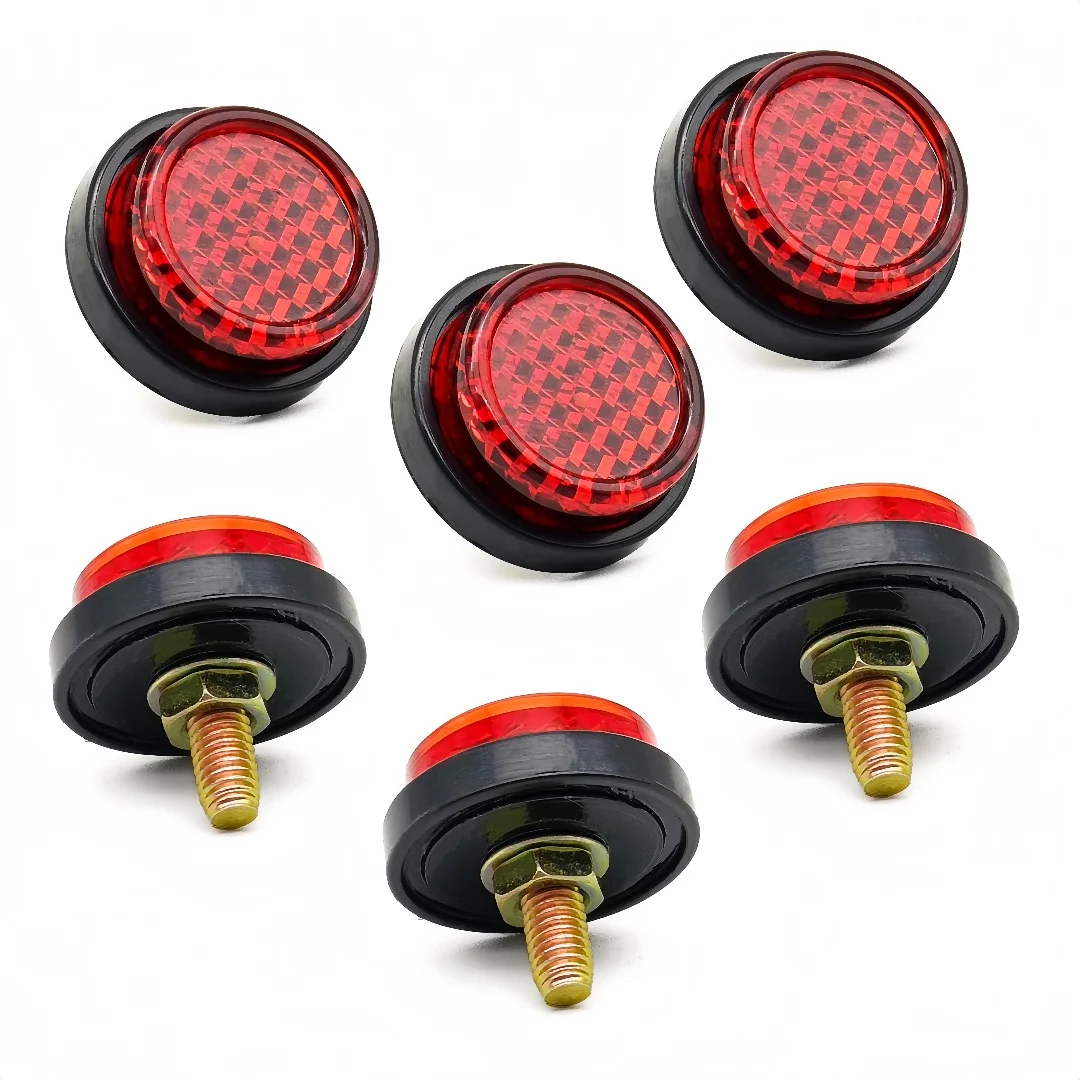 Image of 6er-Pack Runde Rote Reflektorschrauben M5 Kennzeichenbefestigungsbolzen und -muttern für Fahrrad- und Motorrad-Kennzeichen
