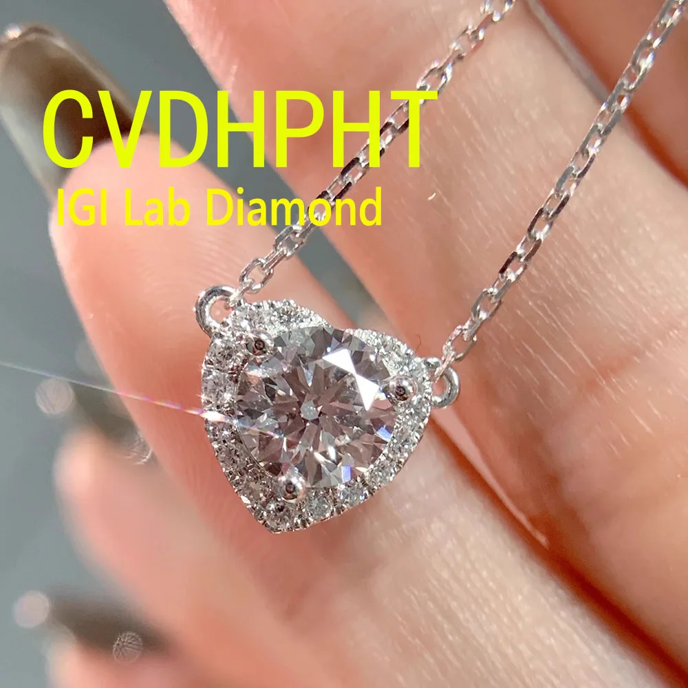 

Настоящее Au750 18-каратное белое золото RingIGI Lab Growing Diamond в форме сердца, свадебное ожерелье с подвеской, свадебное ожерелье с бриллиантами ﻿