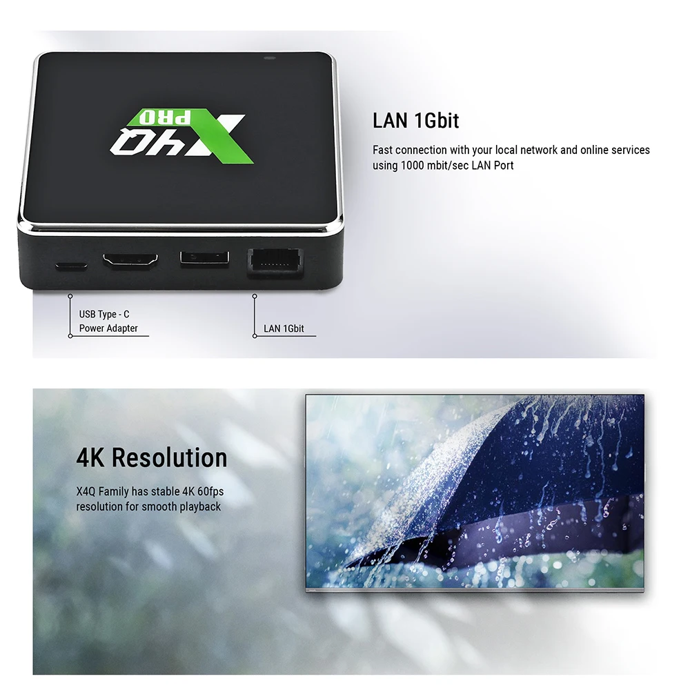 UGOOS X4Q Pro TV Box Android 11 Winevine L1 Amlogic S905X4 X4Q Plus Support Google Voice Input AV1 CEC 1000M BT LPDDR4 X4Q Cube
