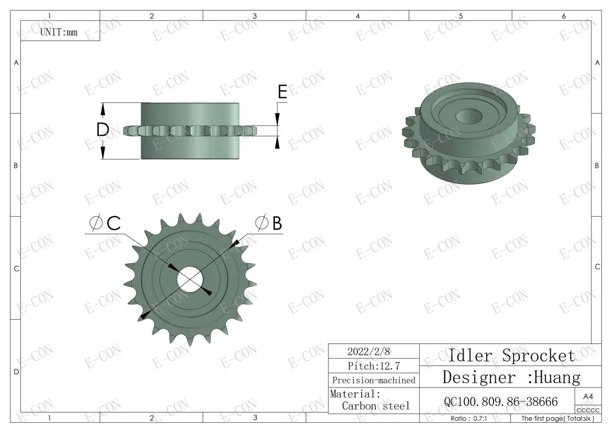 1 PCS 08B Idler Sprocket 12 Teeth Bore 10mm Single Bearings Metal for Timing Gear Roller Chain