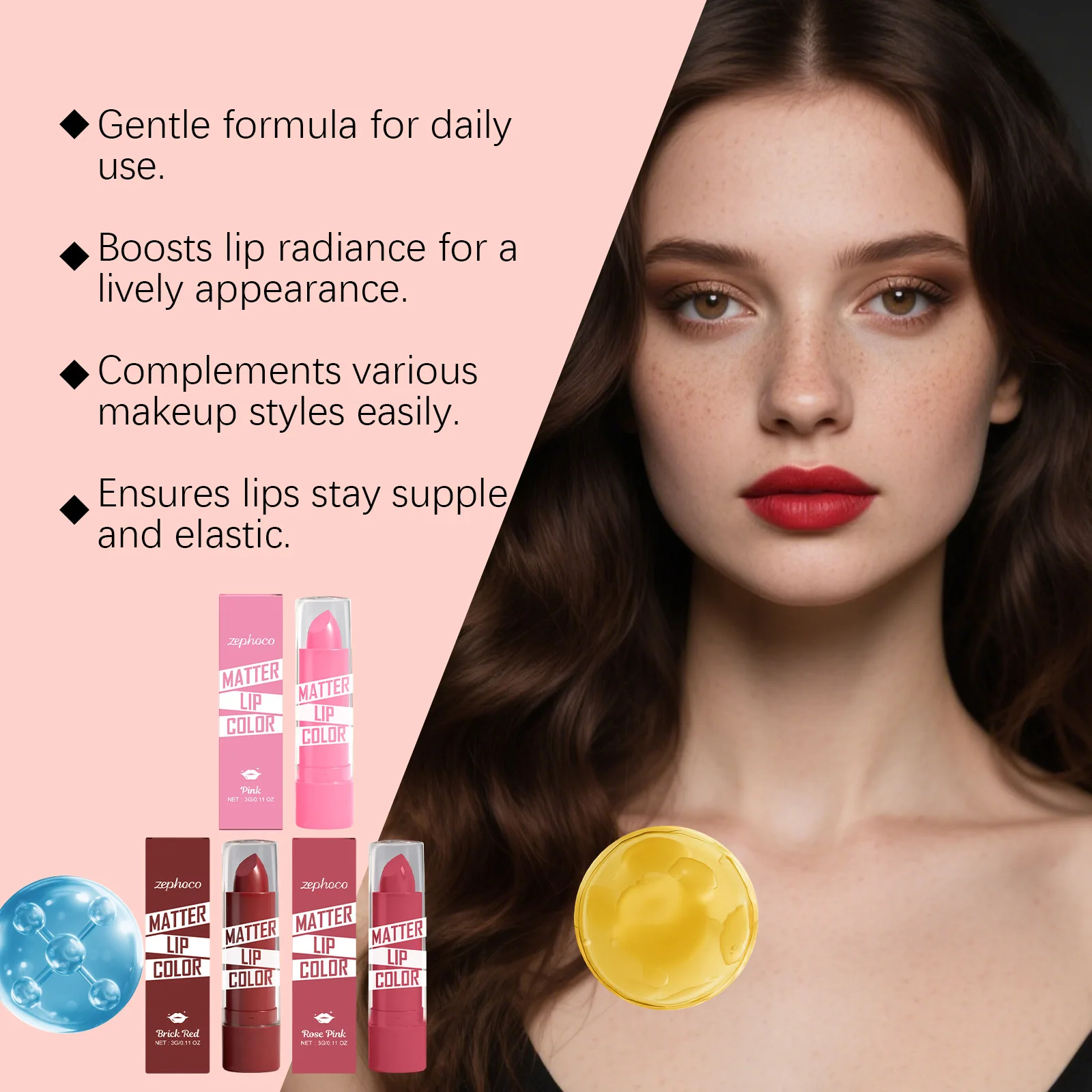 Rossetto Idratante, Colore Labbra Ricco e Modulabile, Lunga Durata, Impermeabile, Anti-sbavature, Balsamo Labbra Colorato, Gloss Labbra per il Trucco