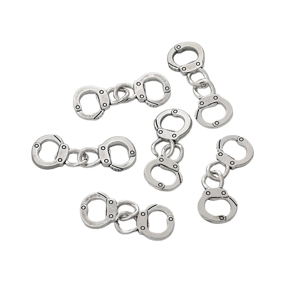 10pcs Trendy Alloy Silver Color Handcuffs Connecter Charms For DIY Necklace Bracelet Jewelry Making Accessoriess