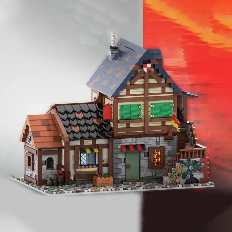 Moc Bouwstenen Street View Model Toernooi Middeleeuws Frans Huis Technische Bakstenen Diy Montage Speelgoed Voor Childr Vakantie Cadeau