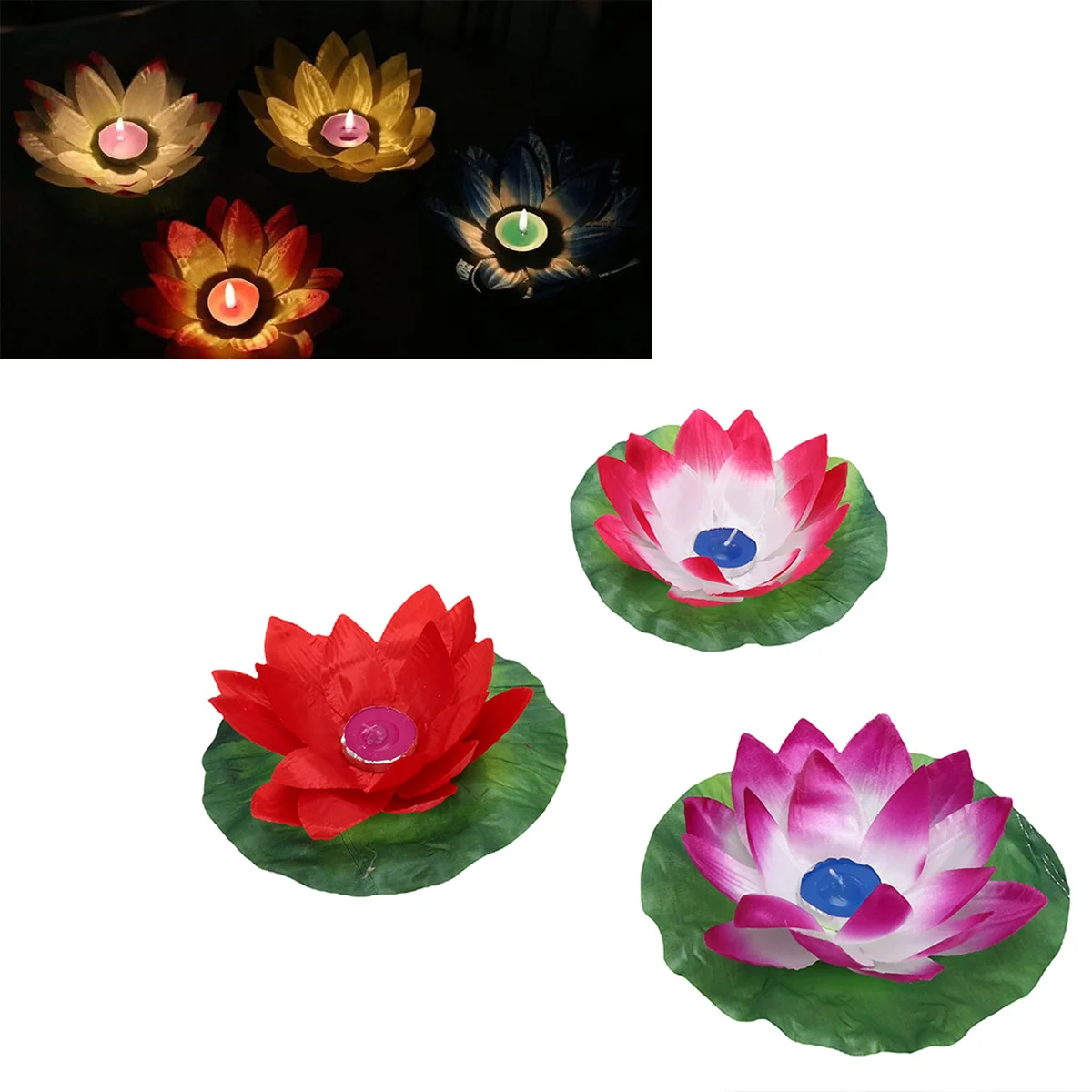 3 قطعة ضوء الماء اللوتس الأرجواني لوتس مصباح لمياه نعمة حفل زفاف التصوير الفوتوغرافي