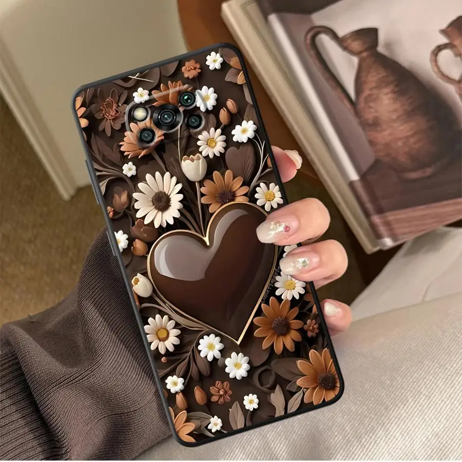 Coque de téléphone avec motif de fleurs et plantes vertes, étui pour Xiaomi Poco F8 M3 M4 M7 C75 F1 C61 X3 X4 X5 X7 Pro F3 C50 M5 C71