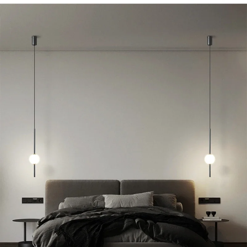 Modern Led Acrylic Long Pendant Light for Bedroom Bedside Hanging Lamp Lustre Home Decoration Lighting Fixture Double Bathroom