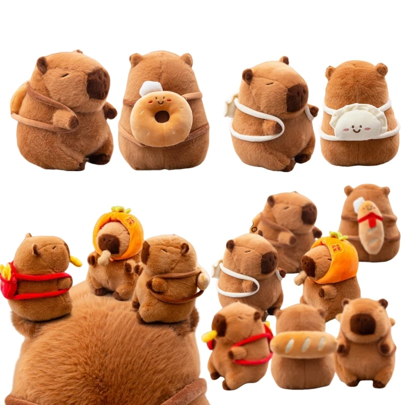 การ์ตูน Capybara ของเล่นตุ๊กตาสัตว์ขนมขบเคี้ยวกระเป๋าเป้สะพายหลัง Baguette French Fries Donut Croissant Decor ของขวัญวันเกิดสําหรับทารก