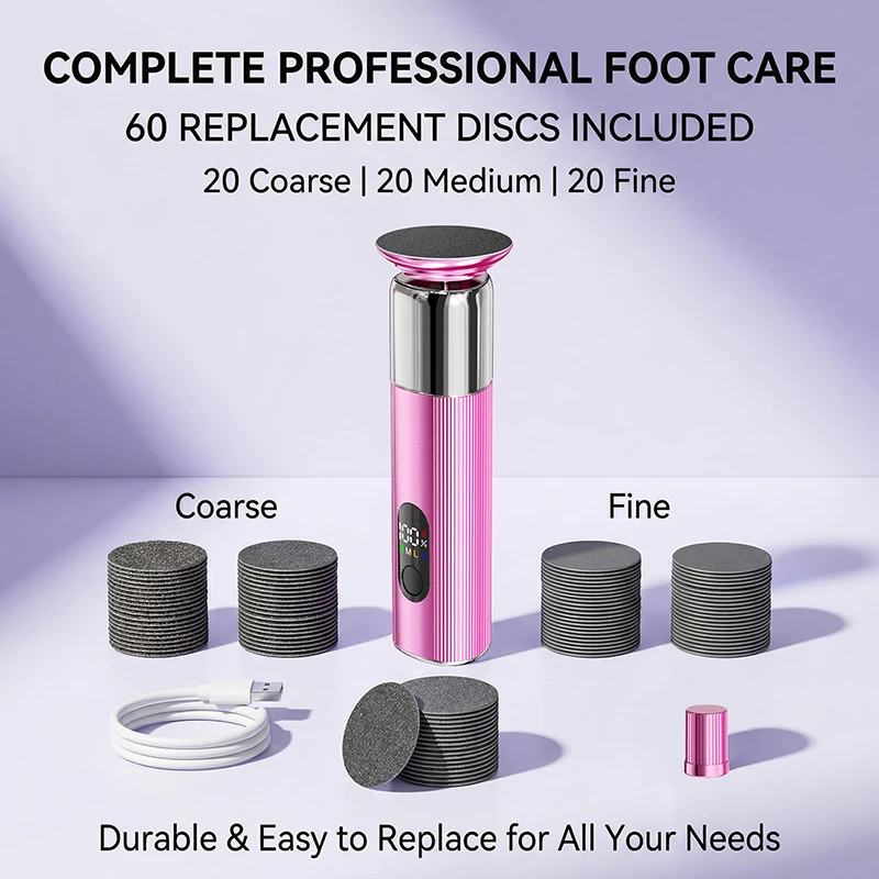 

Электрическая пилка для ног 2-в-1: для удаления мозолей и обработки ногтей, с противоскользящей ручкой, электрическая шлифовальная машинка для ног с 30 шлифовальными дисками