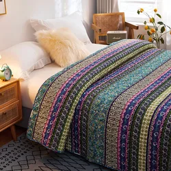 Floral Quilted Bedspread on the Bed, Student Dormitory Blanket, Tatami Sheet Coverlet, Plaid Linen, Cubrecam Bed Cover, Co
