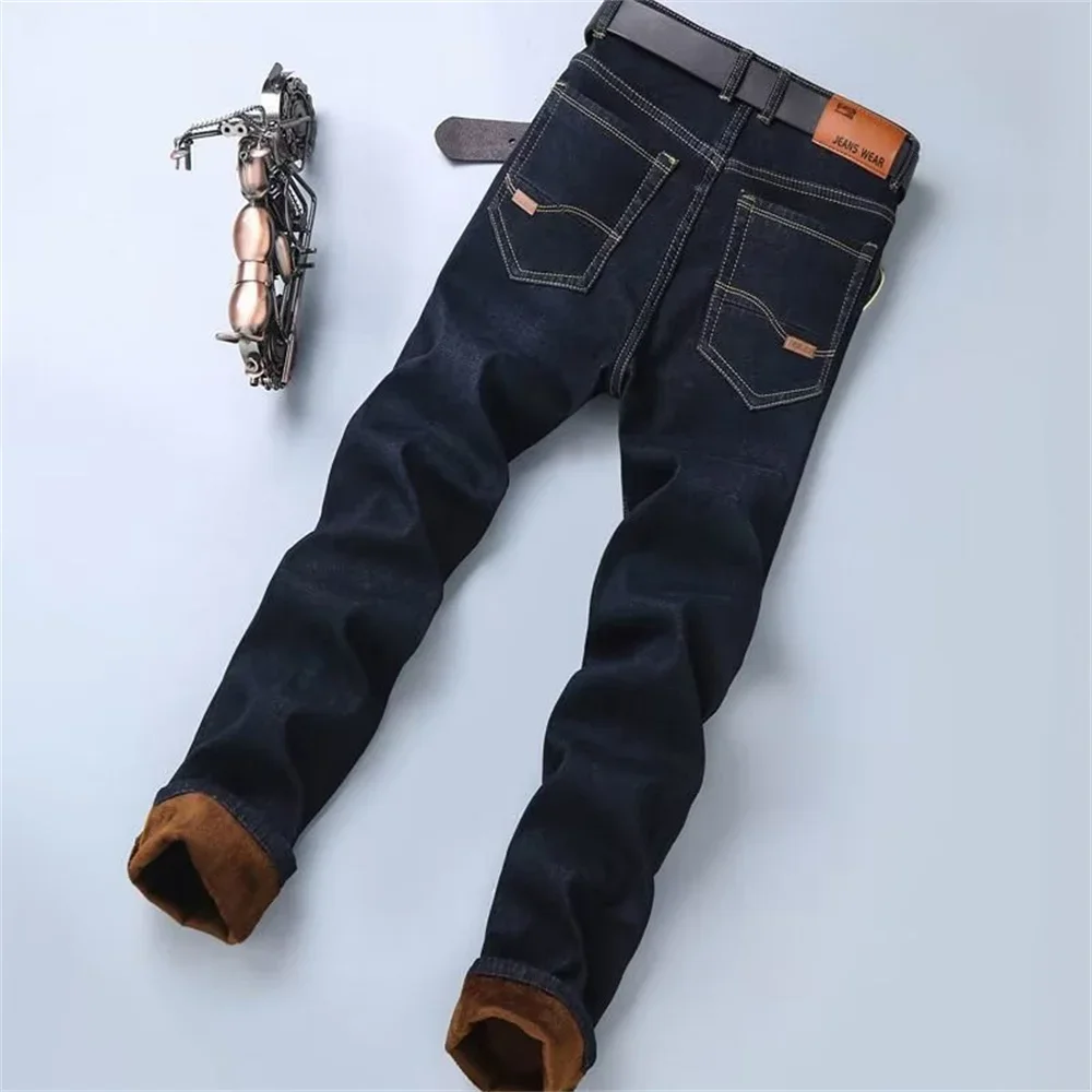 Brand Men jeans Winter Jeans Flannel Stretch Jean Trousers Casual Fashion Pants Men 2024 Men\'s Pants jeans men y2k pants