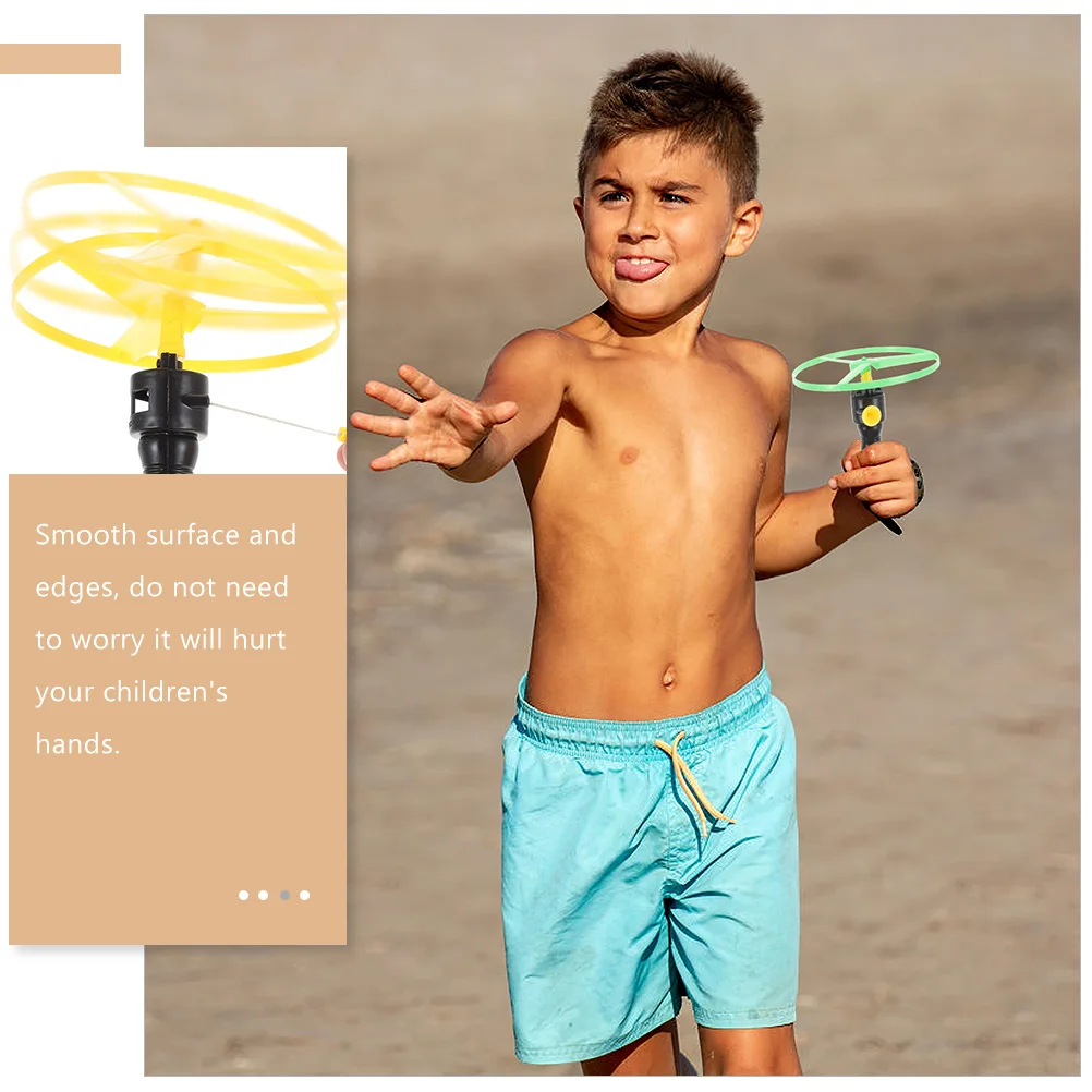 

10 set 10 Sets Flying Disc s Outdoor Play Pull String Saucer Beach Disc Plaything Launcher For Funny Flying Saucer