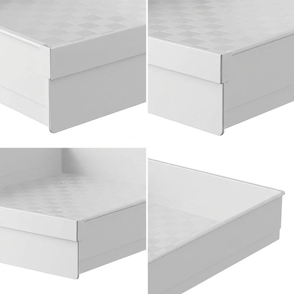 White Pull-Out Cabinet Organizer Adjustable Width 14 to 21 Inches Depth 17 to 24 Inches Tool-Free Mounting PP Material
