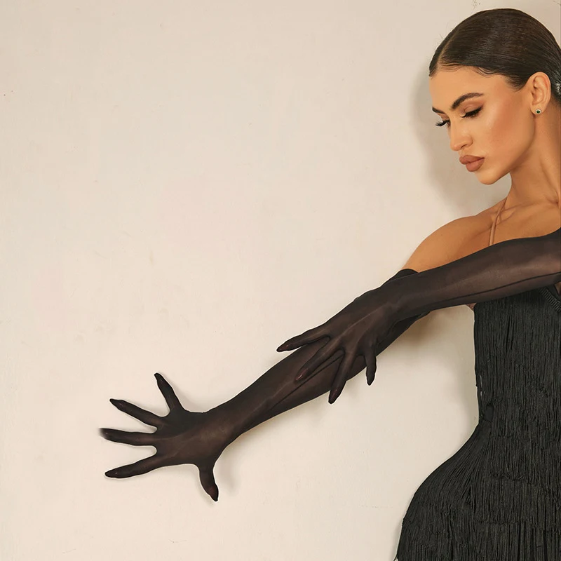 ZYM Ladies Latin Mesh Gloves Latin Dance Accessories For Women Ballroom Dance Competition Set Adults Latin Dance Wear SL12789