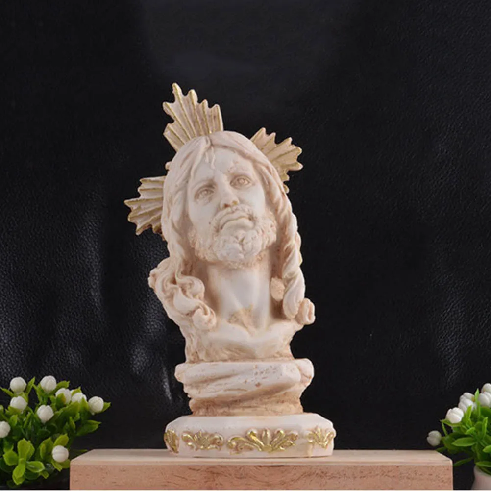 

1Pcs Jesus Head Resin Ornament Artistic Desk Decoration Christian Resin Craft Home Office Photo Prop Gift Jesus Decoration