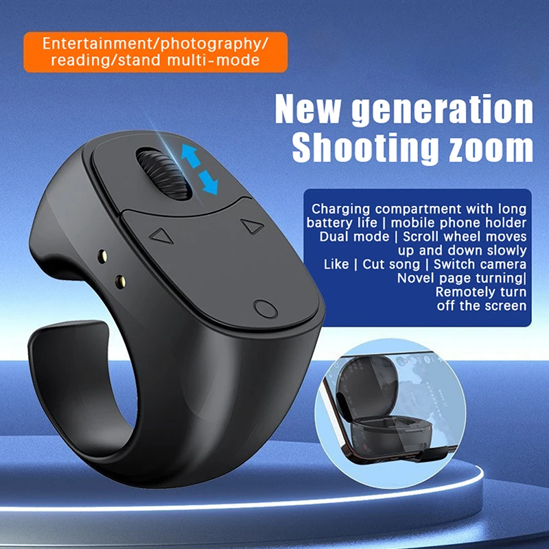 Mouse Ring Remote Control With Touchpad Smart Automatic Screen Clicker Device Continuous Clicker Scrolling Ring Remote Control