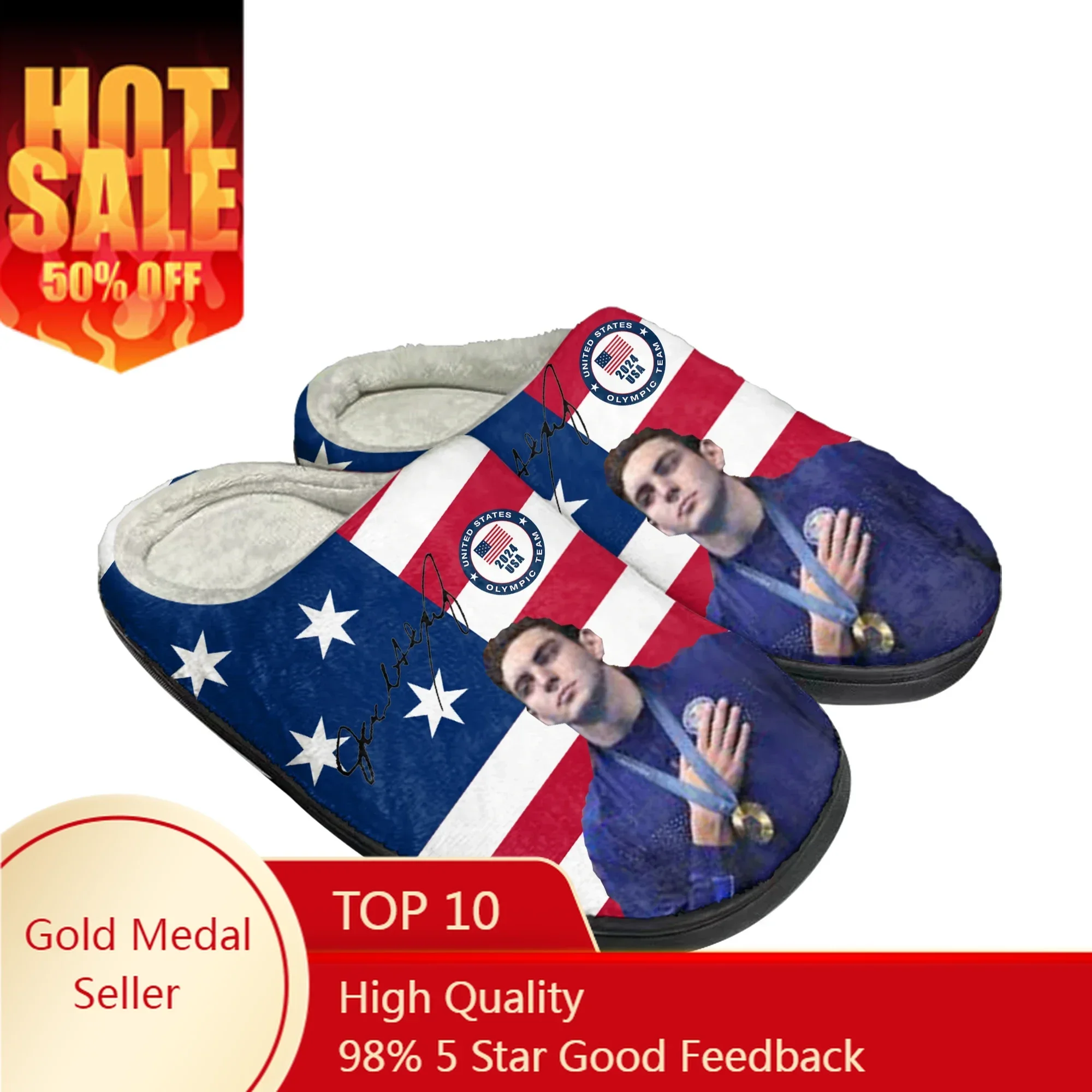 

Jack Alexy Swimming Champion Home Cotton Shoes High Quality Men Women Youth Boy Girl Plush Bedroom Warm Shoe Custom Slipper
