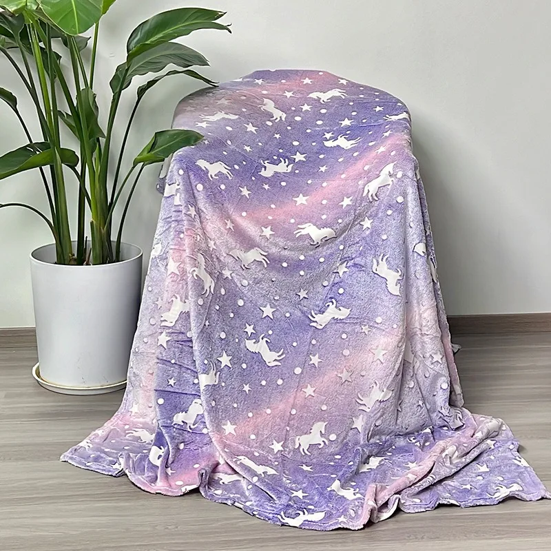 توهج الظلام الصوف بطانية لينة أفخم رمي مكتب قيلولة سيارة تكييف الهواء غطاء الكرتون نمط الفراش بالجملة الراحة السائبة