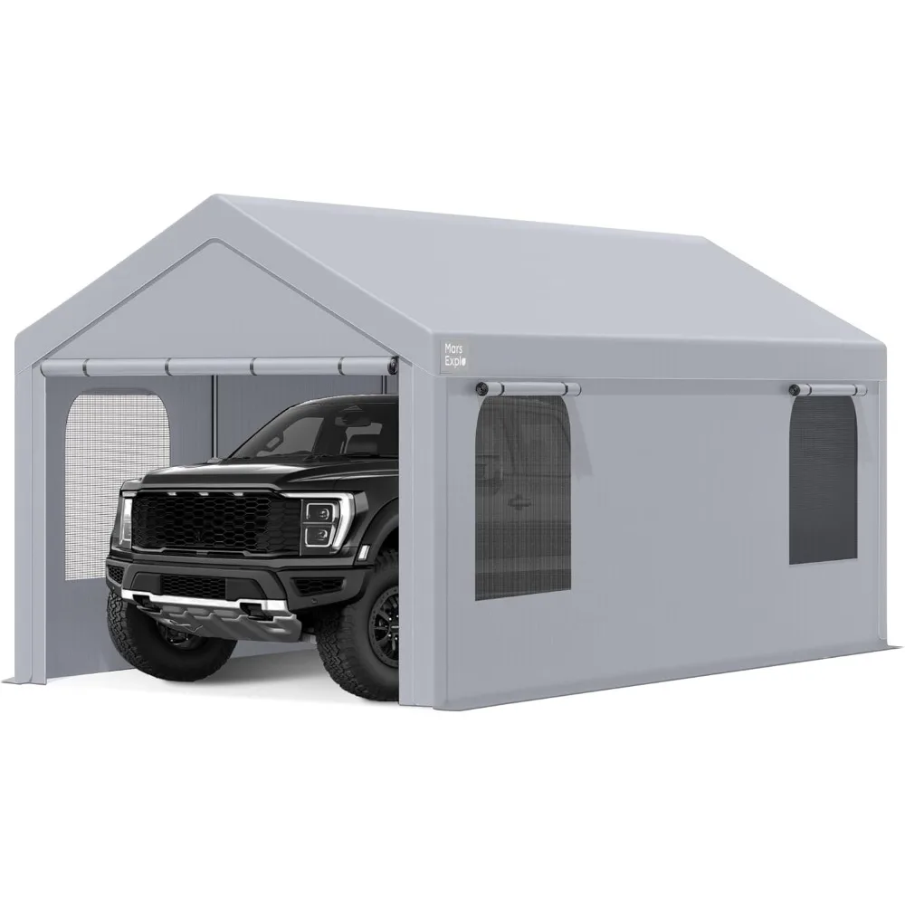 

Carport, 10x20FT Portable Garage Heavy Duty with Sidewalls, Roll-Up Door & Windows – Canopy Tent