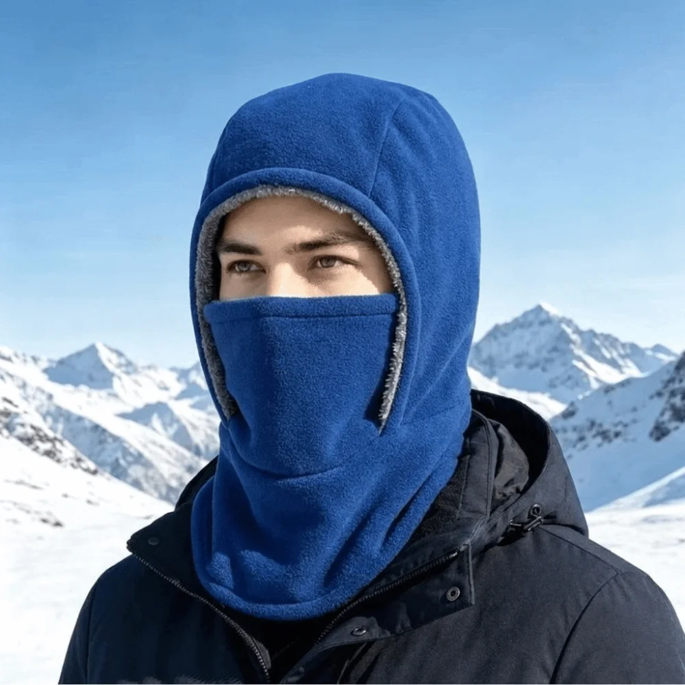 Neck Protection Solid Color Balaclava Cycling Cap Cold-proof Fleece Warm Hood Hat Thermal Neck Warmer Ski Windproof Cap Men