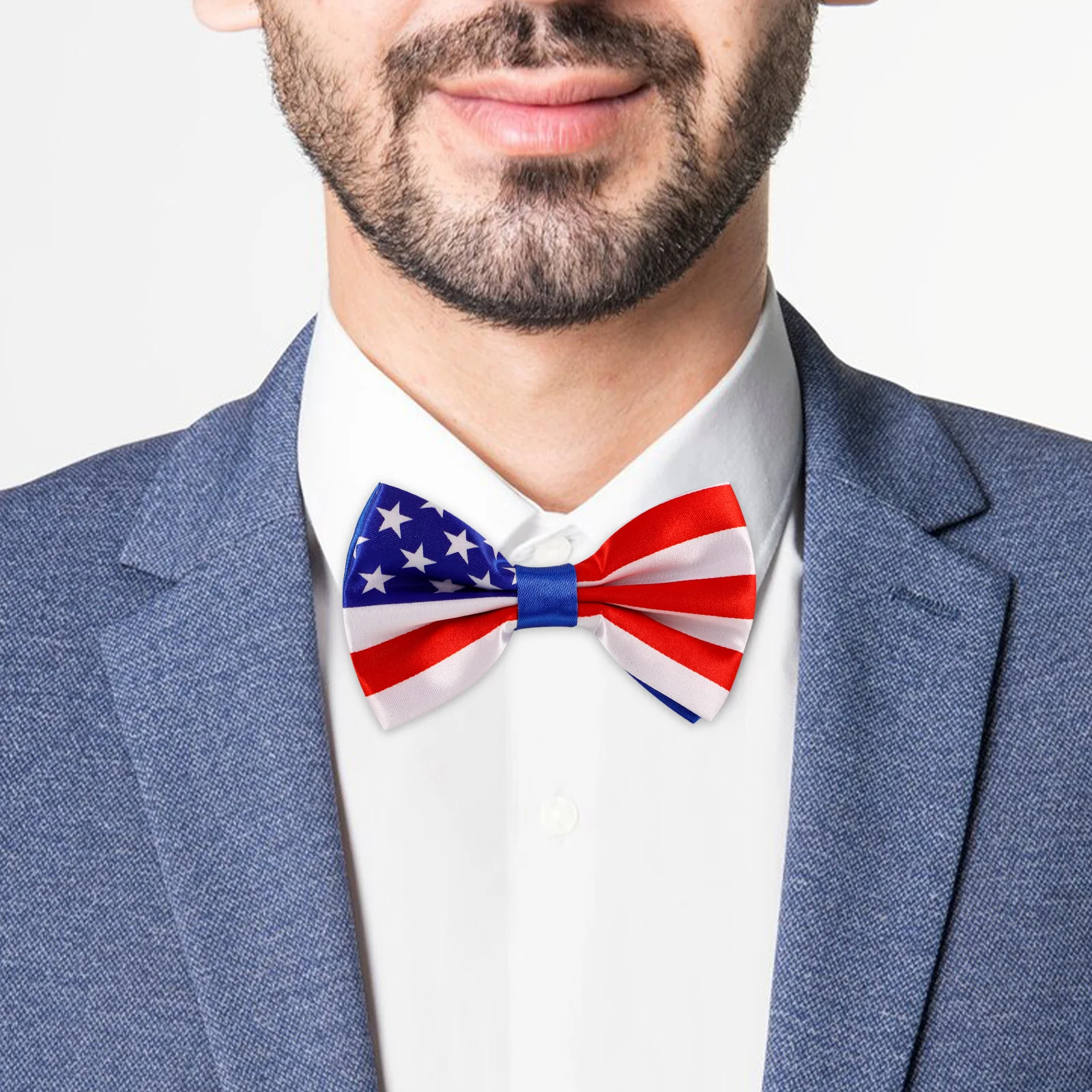 

1Set Us Flag Design Bow Tie Strap Clip Set Durable Party Costume Accessories Independence Day Dress Up Gift Choice