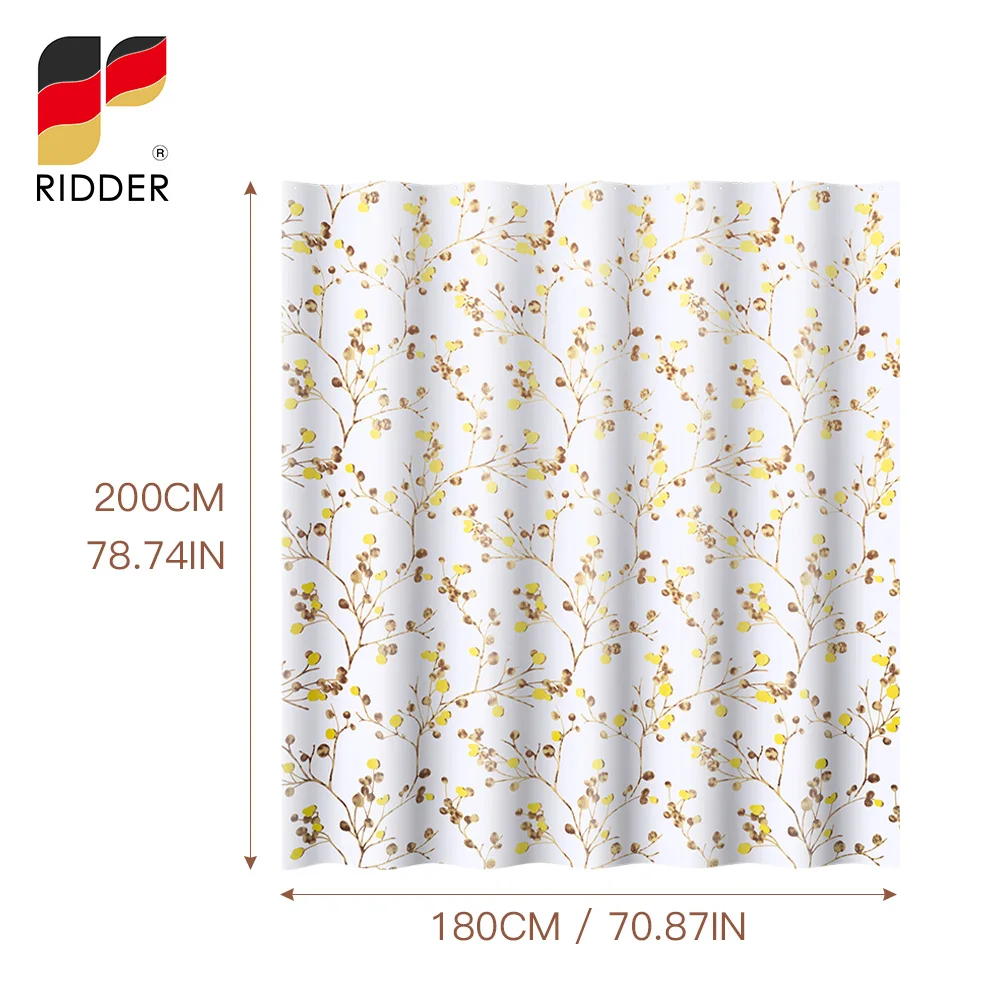 RIDDER Polyester Bathroom Shower Curtains Waterproof Durable Bathroom Screens Roller Hooks Nordic Wind Fruits of Autumn