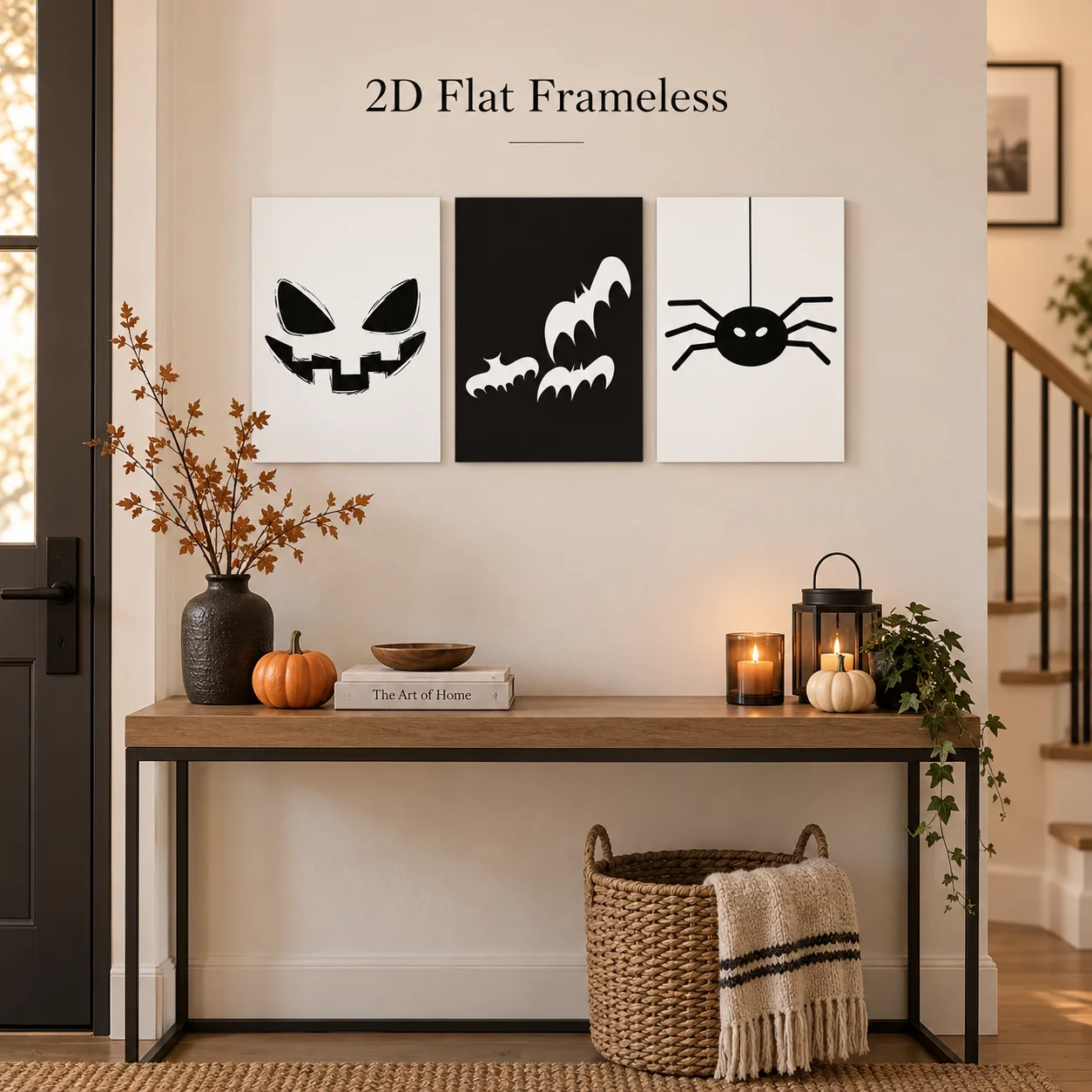 3 abstract framed artworks for home decoration, black and white style art printing, minimalist art 2D flat printing frameless pa