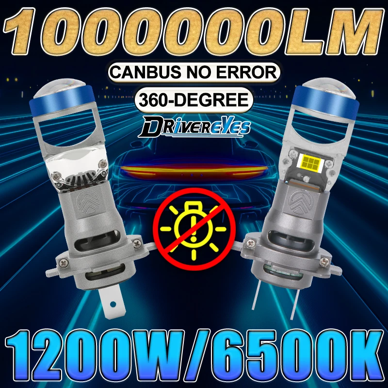 

H7 LED Drivereyes 1000000LM Headlight 6500K 1200W Ballast Projector Lenses Fog Light Car Lamps12V 2PCS High Low PTF 1:1 Mini