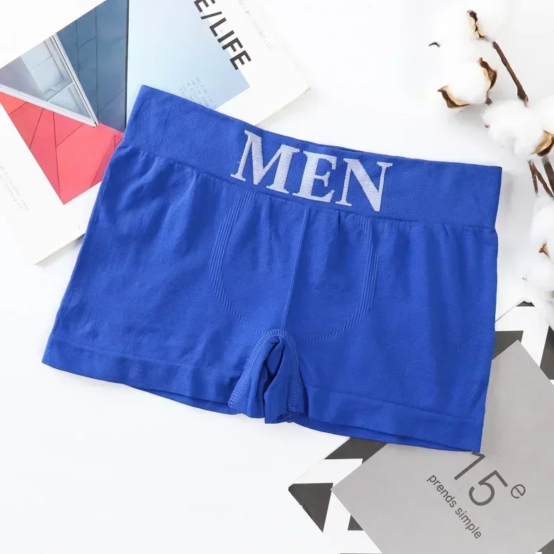 Calzoncillos elásticos suaves para hombre, ropa interior estampada con letras, bóxer de poliéster, calzoncillos transpirables, lencería, novedad