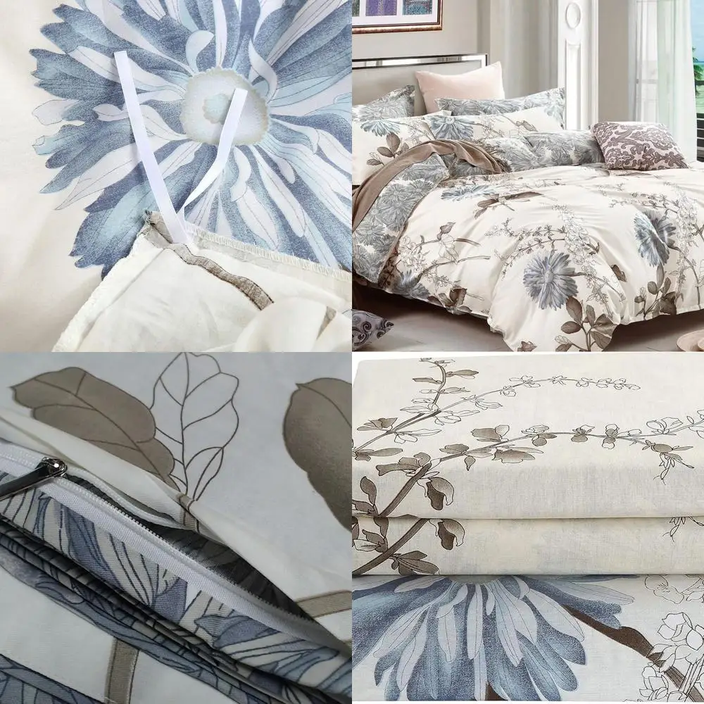 

Двусторонний комплект постельного белья из 100% хлопка с цветочным принтом Daisy Silhouette: пододеяльник и две подушки Shams (King) (пододеяльник НЕ