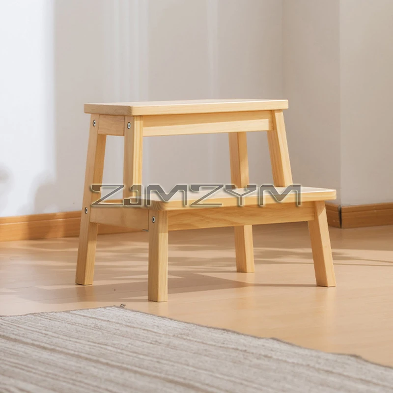 Small Solid Wood Ladder Chair Household 2 Step Ladder Dual-use Ladder Stool Indoor Climbing Pedal Stair Multi-function