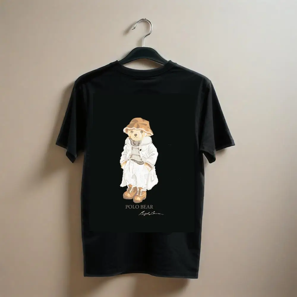 

2025 Summer Cotton T Shirt America Entre Luxe Brand Men's Polo Bear Print Style Short Sleeve Unisex Tee