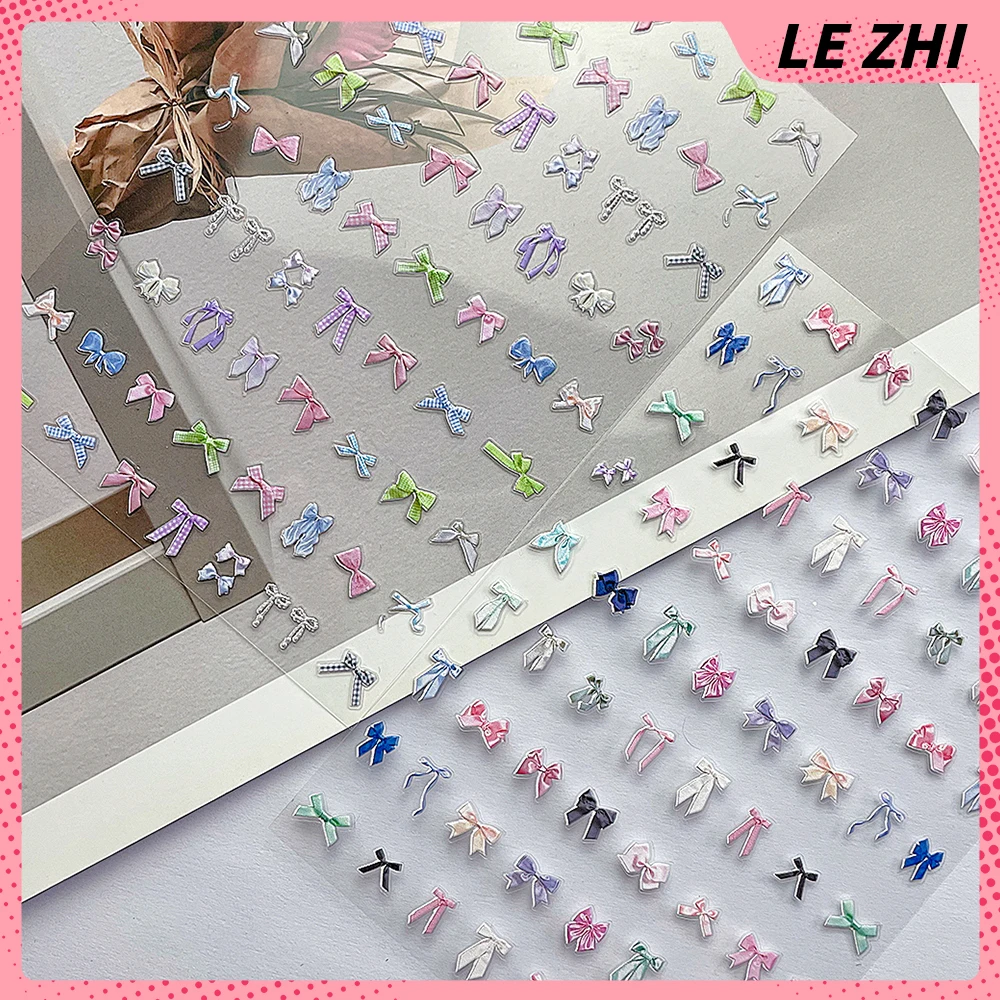 1Pcs Bowknot Series Design Nail Art Charms Stickers Chroma Diy Colorful Kawaii Bow Self-Adhesive Nail Decorations Girl Gift