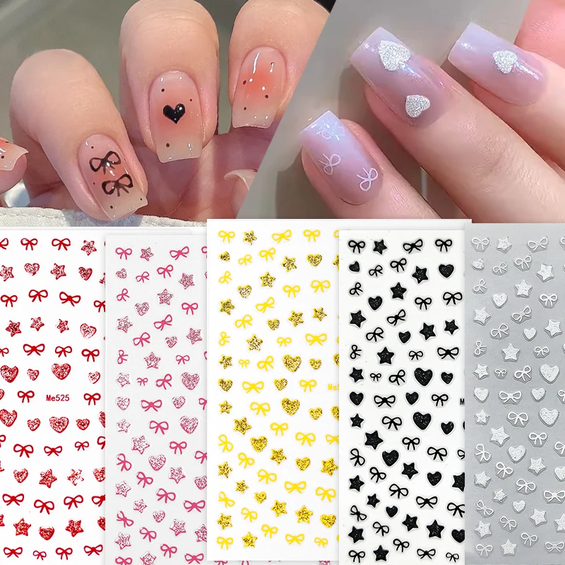 3D Nail Ribbons Stickers Bows Nail Charms Cute Bowknot Decals Nail Design Siders Nail Art Decals Kawaii Manicure Accessories